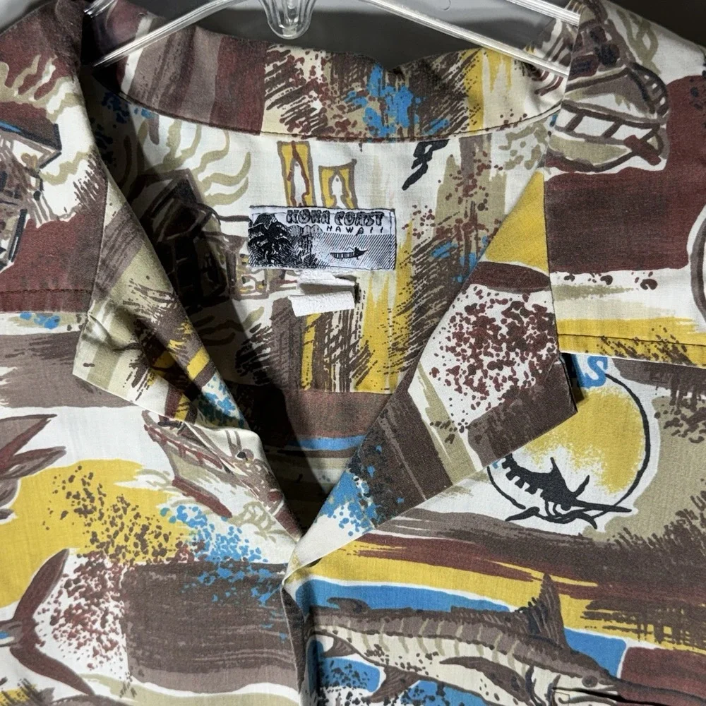 KONA COAST Hawaiian Shirt Fish Print Made In Hawaii Men's Size XXL Button Up - Picture 3 of 5